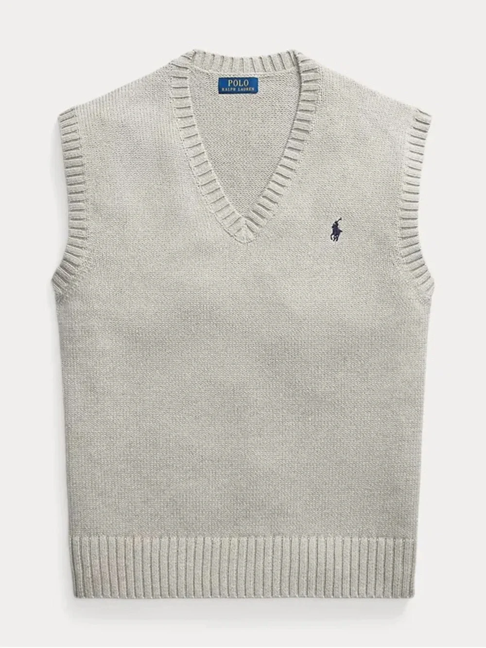 Polo by Ralph Lauren Light Gray V-Neck Knit Sweater Vest